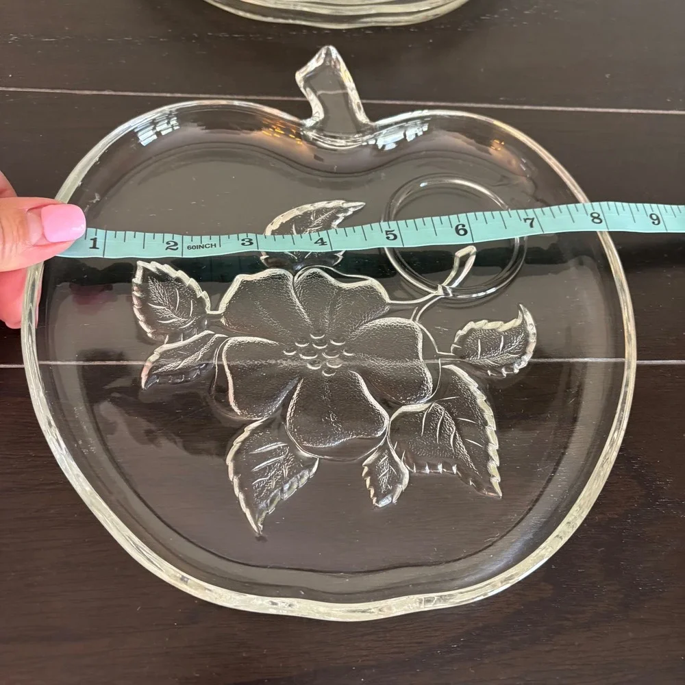 Vintage 1950's | Hazel Atlas Orchard Apple Glass Snack Plates | Set‎ Of 4